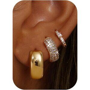 14K Gold Filled Hoop Earrings for Women Hypoallergenic, Non-Tarnish, Stackable
